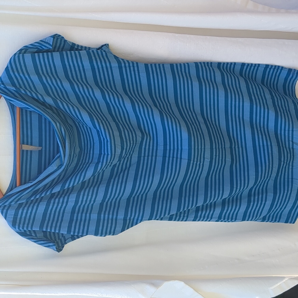 Thyme Maternity Top Blue Cap Sleeve Blouse Large